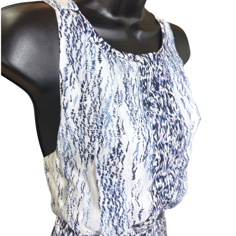 Reiss Jumpsuit Ria Printed White Navy Abstract Cutout Wide Leg Size US 6 NEW - Picture 5 of 12